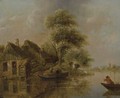 A river landscape with fishermen in a boat - Claes Molenaar (see Molenaer)
