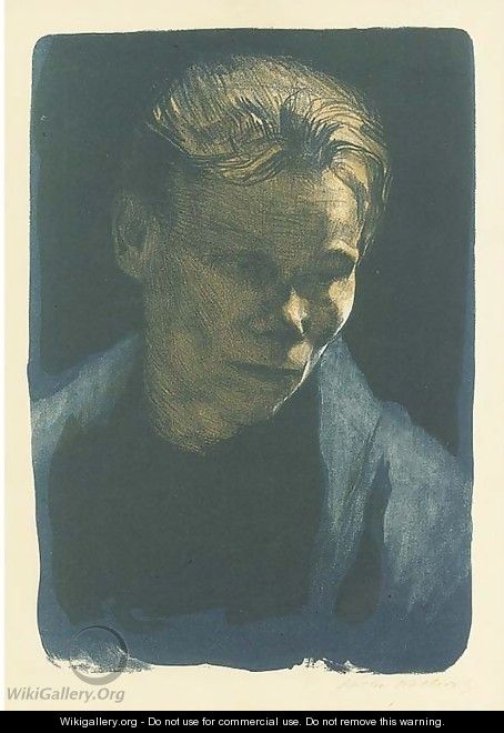 Brustbild einer Arbeiterfrau mit blauem Tuch, from the portfolio Jahresmappe der Gesellschaft futr Vervielfaltigende Kunst , Vienna, 1906 - Käthe Kollwitz