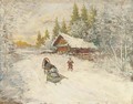 A winter scene with a horse-drawn sled - Konstantin Alexeievitch Korovin