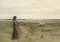 A shepherdess knitting - Knud Larsen
