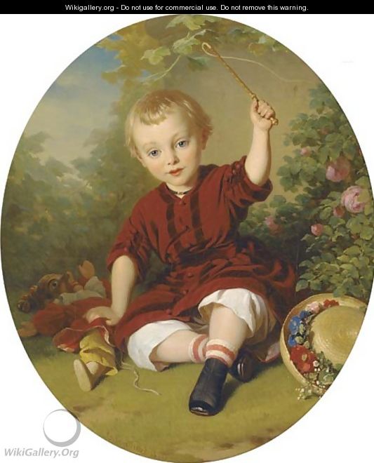 A young boy in a garden - Konstantin Johannes Franz Cretius