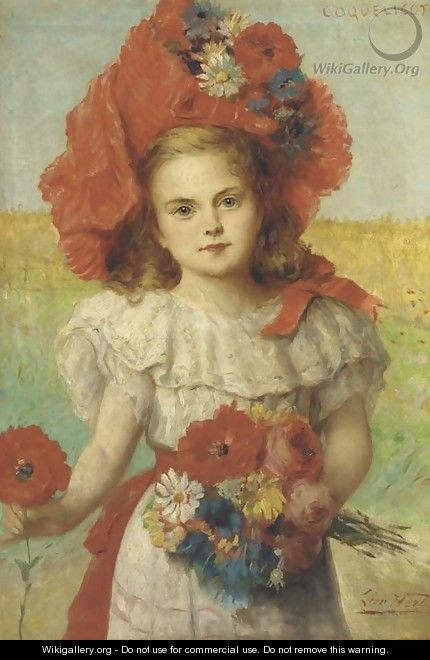 Coquelicot a young girl with poppies - Leon Herbo