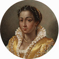 Portrait of a girl, bust-length, in a yellow silk dress with a lace collar - Lavinia Fontana