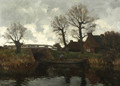 Landscape with a cottage and a fisherman on a canal - Laurent Van Der Windt