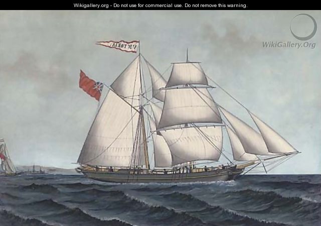 The schooner Victoria of Blyth in two positions in the Sound and passing Kronborg Castle - Lars Petter Sjostrom