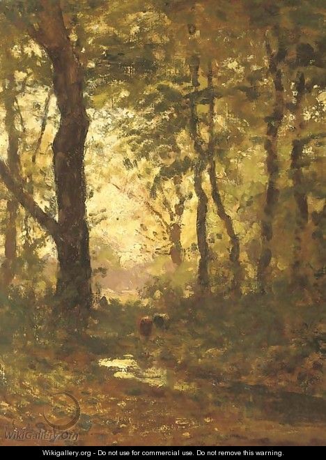 In het bosch van Ruurloo a forest stream - Julius Jacobus Van De Sande Bakhuyzen