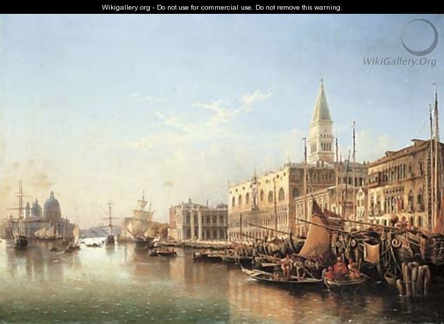 Venice the Riva degli Schiavoni, looking West with the Punta della Dogana and Santa Maria della Salute beyond - Julius Helfft