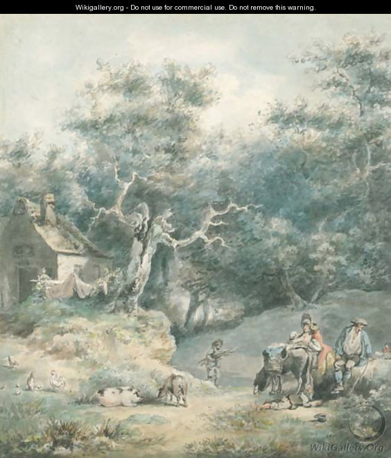 Peasants in a wooded landscape - Julius Caesar Ibbetson