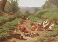 Chickens in a landscape - Juliette Peyrol Bonheur