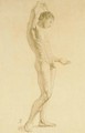 A nude in profile to the right, his right arm raised - Julius Schnorr Von Carolsfeld