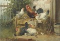 Poultry in a farmyard - Julius Scheuerer