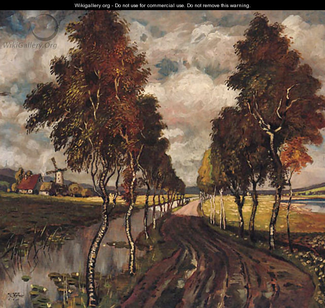 A Country Track lined with Poplars - Karl Heffner