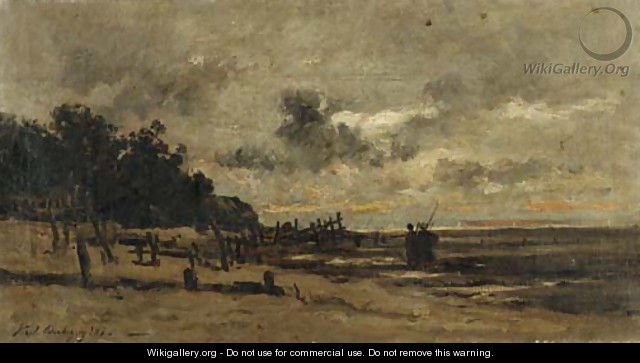 Le brise-lame, a Villerville, a maree basse - Charles-Francois Daubigny