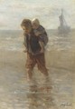 Piggy-back on the beach - Jozef Israels