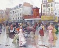 Elegant figures before the Moulin Rouge - Joan Roig Soler