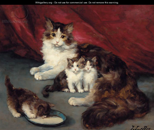 Kittens with their mother - Jules Leroy