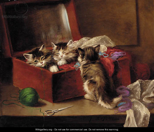 Kittens in a sewing box - Jules Leroy