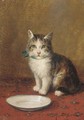 A cat with a bowl of milk - Jules Leroy