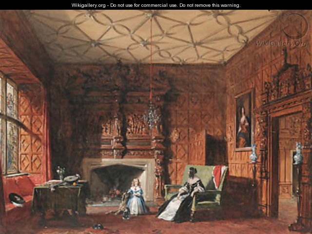 The South Drawing Room, Levens Hall, Westmorland - Joseph Nash