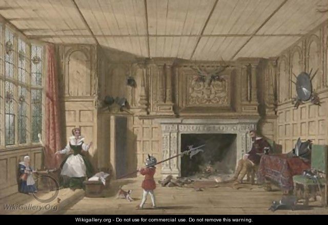 The Earl of Leicester in the trophy room at Kenilworth - Joseph Nash