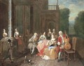 A musical party on a terrace - Joseph van Aken