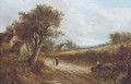 Returning home from the market; and Figures on a track with cottages beyond - Joseph Thors