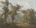 A man and his dog on a wooded path - Joseph Thors