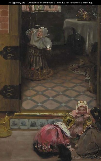 Interior with children playing - Robert Thorburn Ross