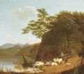 Oxen resting by the lakeside, Italy - Joseph Augustus Knip