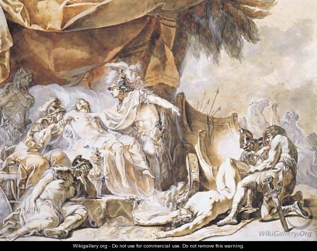 The death of Patroclus, with the body of Hector brought by Achilles - Joseph-Barthelemy Le Bouteux