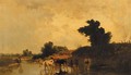 Cattle fording a pond in summer - Joseph Wenglein