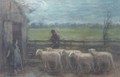 Het binnendrijven der schapen guiding the flock home - Jozef Israels
