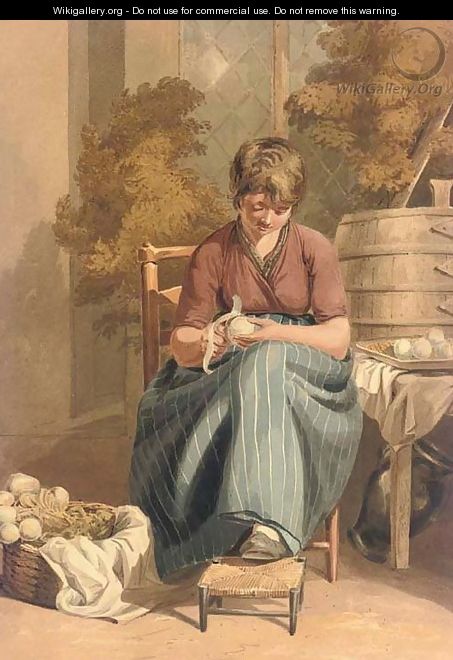 A girl peeling turnips - Joshua Cristall