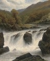 Anglers by a waterfall - James Burrell Smith