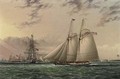 Mr. William Astor's schooner 'Ambassadress' in New York Harbor - James E. Buttersworth