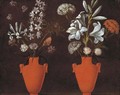 Two red vases with lilies - Jacopo Ligozzi