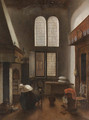 An interior of a house with a seated woman - Jacobus Vrel