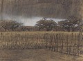 Akkers met oude bomen clouds over a farm field, Soest - Jacobus Van Looy