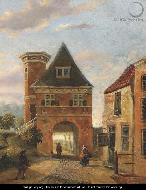 View of a town gate - Jacobus Van Jr Gorkom