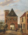 View of a town gate - Jacobus Van Jr Gorkom