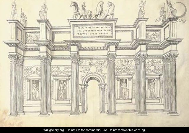A monumental gateway of five bays in the Corinthian Order - J. Androuet (du Cerceau) Ducerceau
