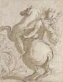 A cavalier on a rearing horse, crouching figures to the left - Jacopo d'Antonio Negretti (see Palma Giovane)