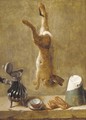 A dead hare hanging from a nail with coffee pot - Jacques Charles Oudry