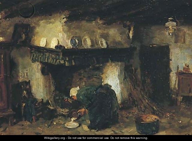 By the kitchen fire - Jacques Abraham Zon