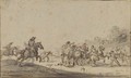 Horsemen ambushing a wagon train - Jacques (Le Bourguignon) Courtois