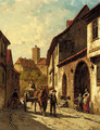 A horse and cart on a continental backstreet - Jacques Carabain