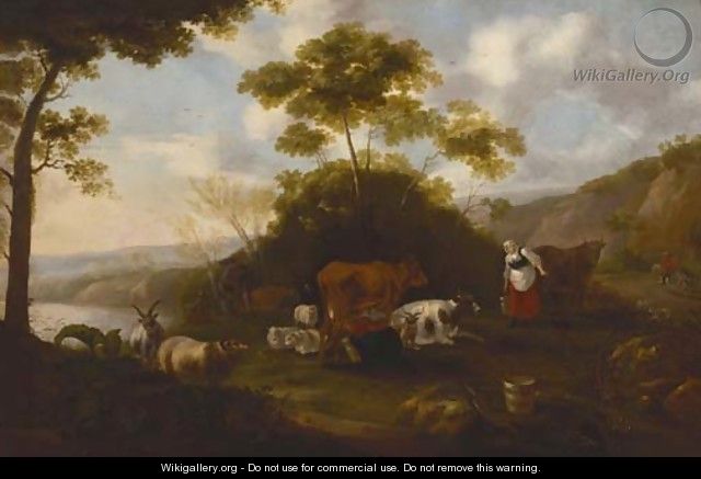 Milkmaids with cattle in a landscape - Jacob Gerritsz. Von Bemmel