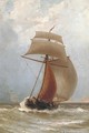 A Kofschip in full sail - Jacob Eduard Van Heemskerck Van Beest