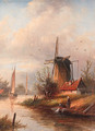 River landscape with a mill - Jan Jacob Coenraad Spohler