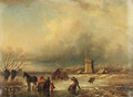Figures in a frozen landscape - Jan Jacob Coenraad Spohler